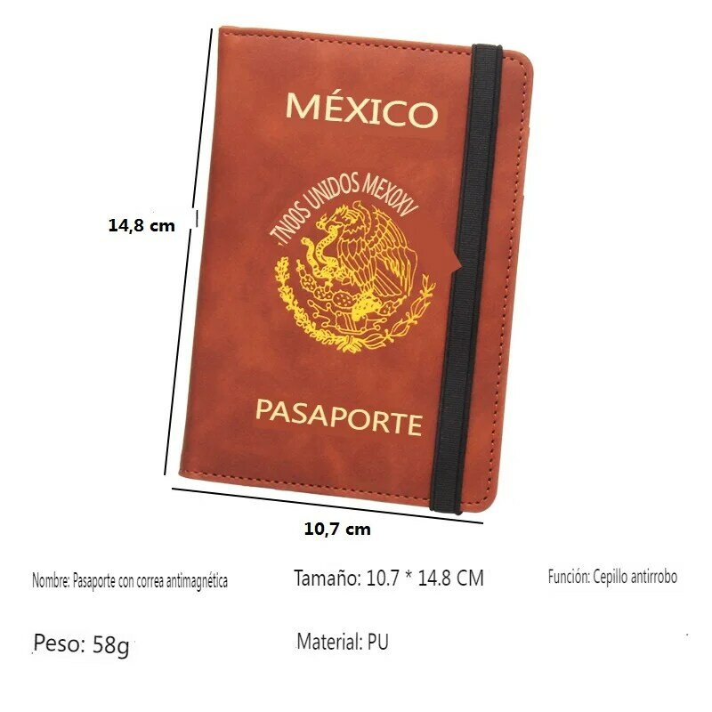 Estados unidos เม็กซิโกปกหนังสือเดินทางผู้ชายหนัง PU เม็กซิโกกระเป๋าใส่ของป้องกันสำหรับเอกสารการเดินทาง