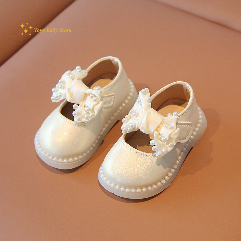 Chaussures en cuir à gros nœud pour bébés filles, chaussures à talons bas, chaussures provoqué de soirée de mariage, chaussures de princesse pour enfants, chaussures pour tout-petits