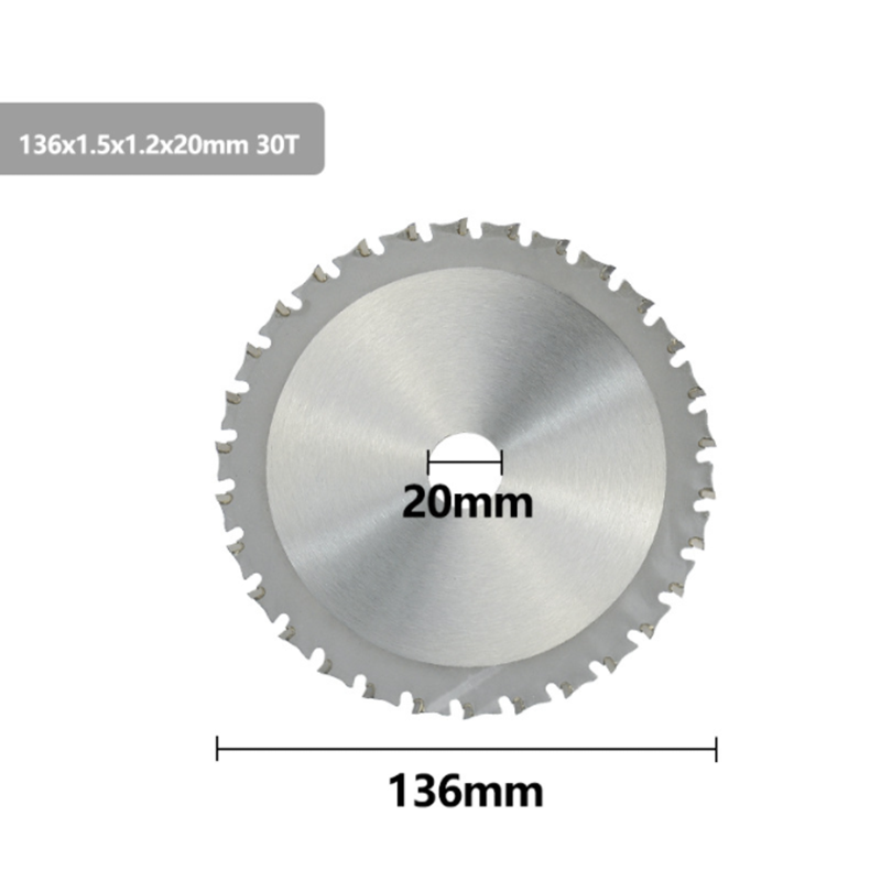 Disco de hoja de corte de Metal, hoja de sierra circular de carburo de acero, 30T-80T, 136/165/180/230/305mm, 1 unidad