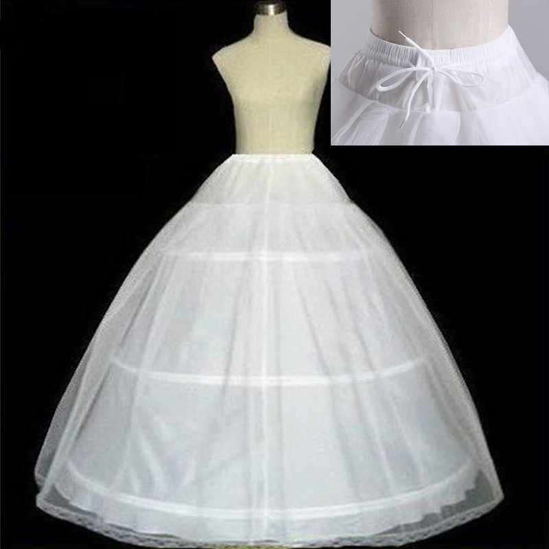 High Quality White 3 Hoops Petticoat Crinoline Slip Underskirt For Wedding Dress Bridal Gown In Stock