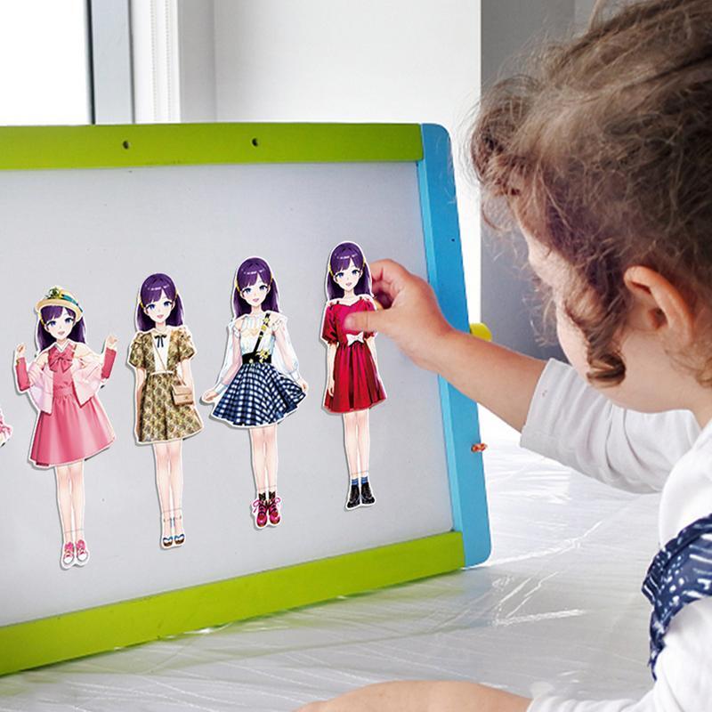 Magnetyczne zestawy do przebierania lalek Naklejka wielokrotnego użytku Dress Up Doll Activity Book Doll Pretend Play Toy Dla dzieci w wieku od 3 do 12 lat Urodziny