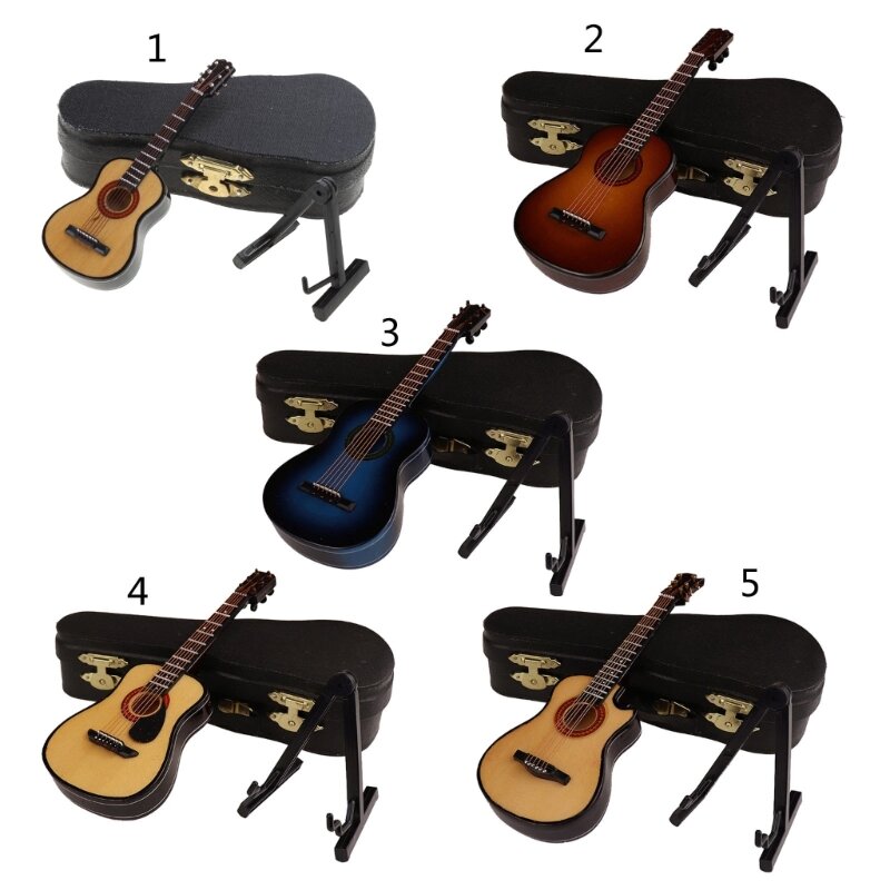 Noworodka fotografia rekwizyt antyczna Mini gitara dla sesji zdjęciowych dla dzieci drewniany instrument muzyczny dekoracje Q81A