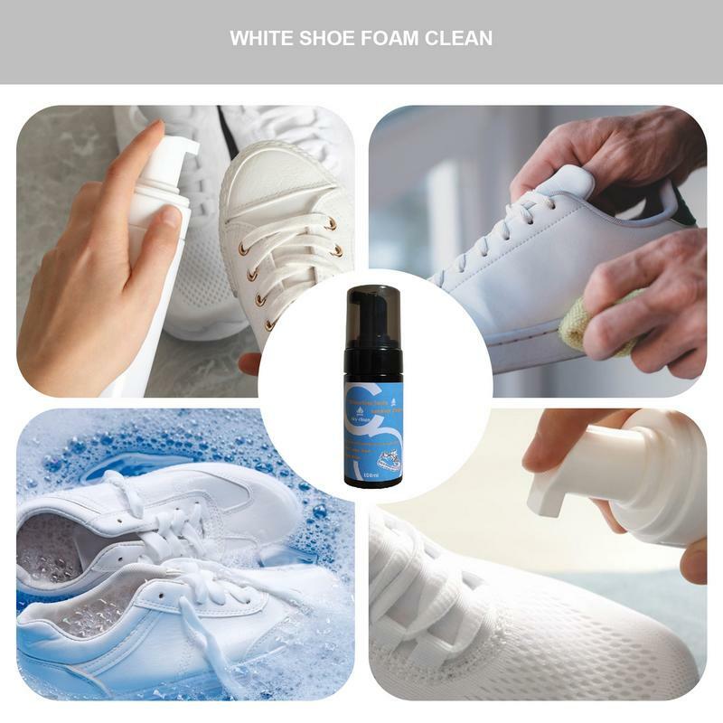 Limpador de sapatos brancos sem enxágue, removedor de mancha, branqueador de sapatos, cuidado para o trabalho na maioria dos sapatos, 100ml