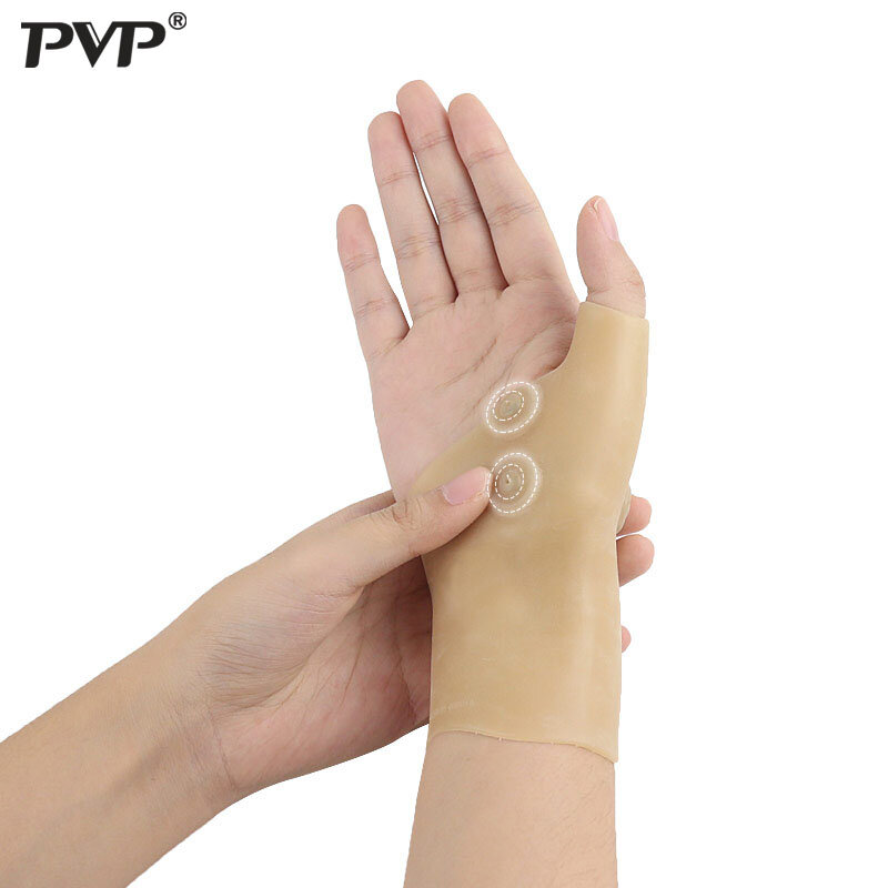 Pvp 1 pçs terapia magnética pulso mão polegar suporte luvas gel de silicone artrite pressão corrector massagem alívio da dor luvas