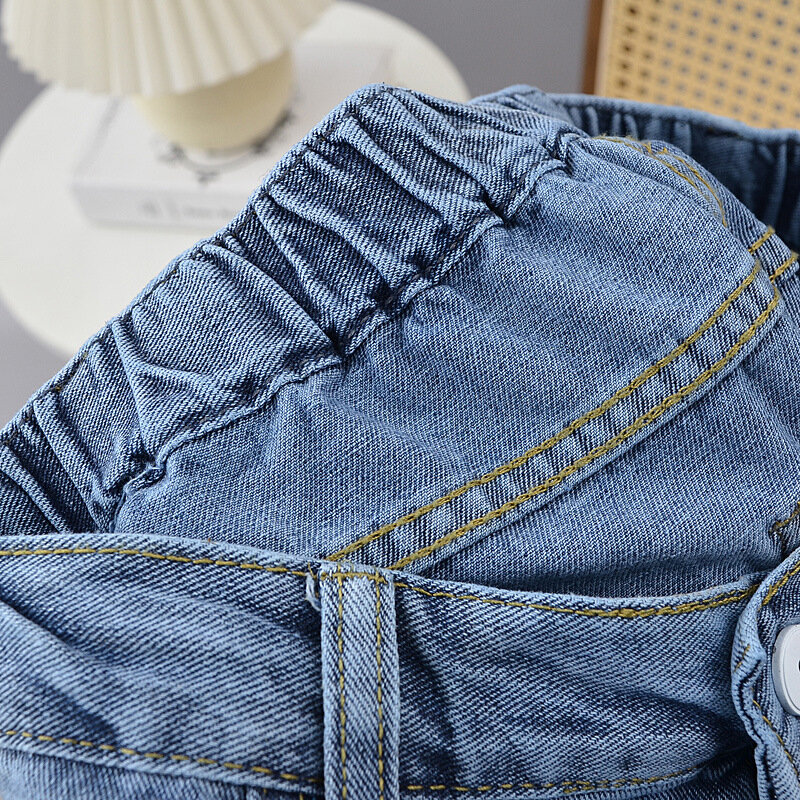 Джинсовые шорты до колен для женщин, свободные прямые джинсы с высокой талией, повседневные ретро джинсы, искусственная кожа, лето 2024 г.