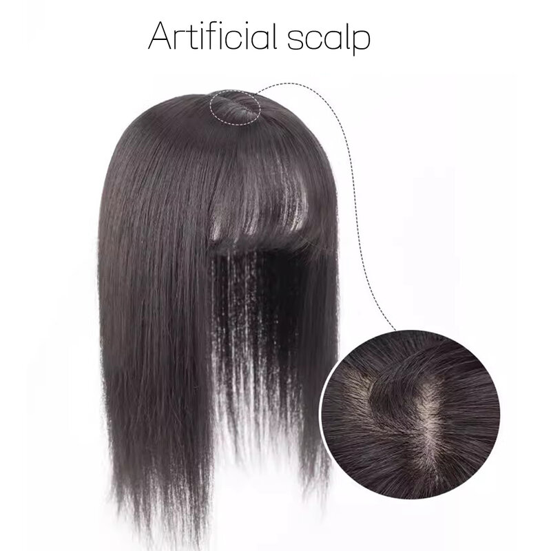 Syntetyczne nakładki do włosów dla kobiet 9*12cm naturalne proste włosy klipsy w peruki dla kobiet do włosów z grzywką