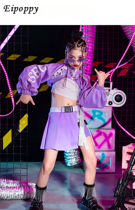 Girls' Street Dance Hip-Hop Suit Children Dance Performance Trendy Clothes Children's Performance Costume