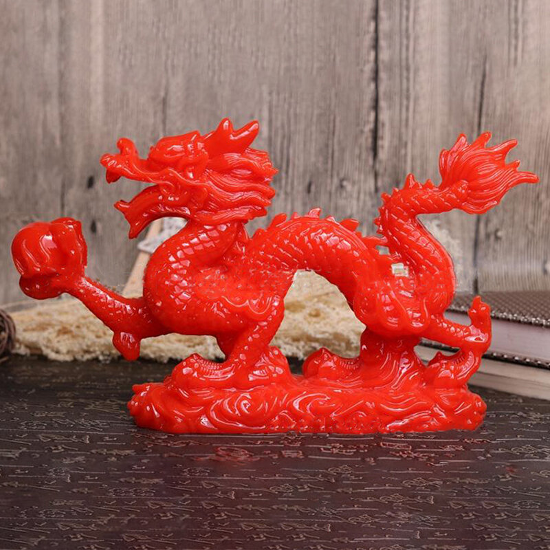 Bonne Statue de Dragon Chinois Porte-Bonheur des Douze Zodiaques, Sculpture Dorée d'Animaux, Décoration de Bureau