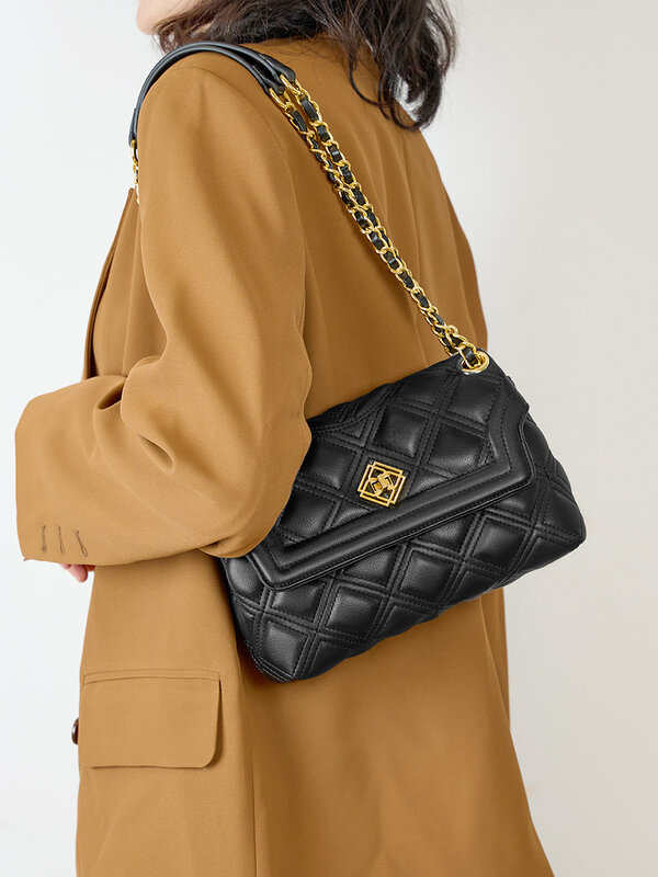 Bolsa feminina pequena e perfumada, bolsa de ombro versátil, estilo moderno, textura elegante, corrente transversal, 2024