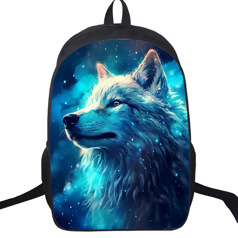 Tas punggung sekolah kapasitas besar Galaxy Wolf Lion tas ransel untuk anak laki-laki dan perempuan tas buku perjalanan siswa remaja