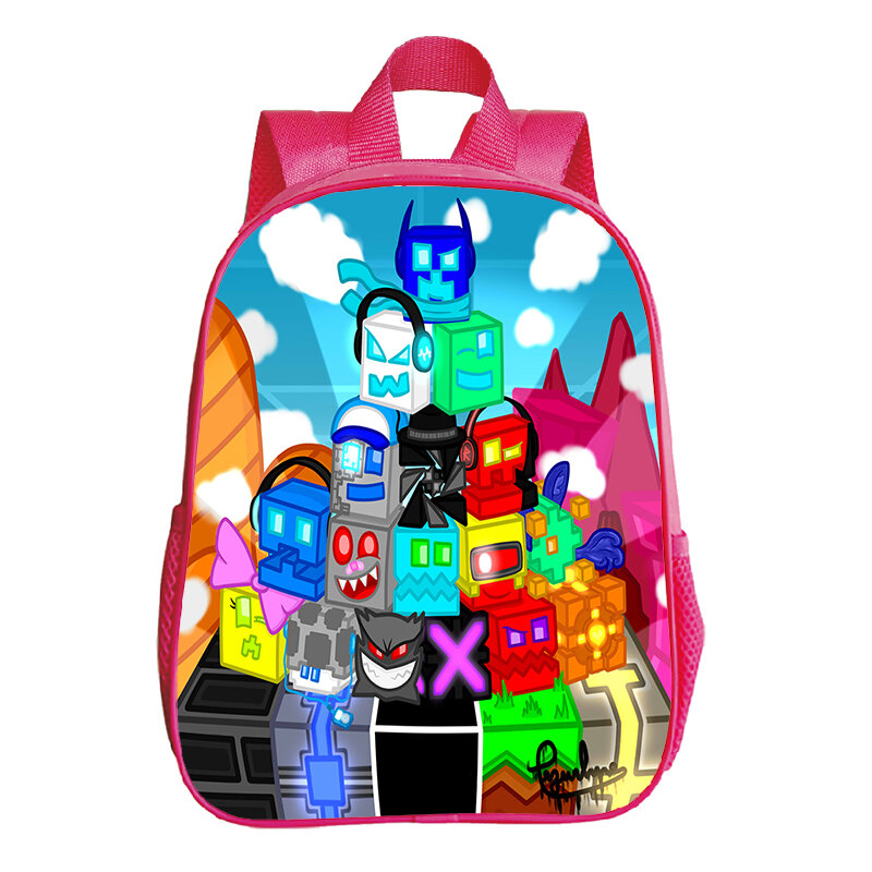 Mochila rosa con estampado geométrico para niñas, mochilas escolares para niños de 3 a 6 años, para preescolar
