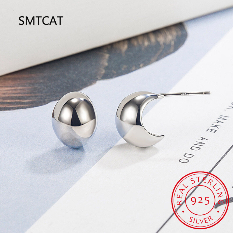 Orecchini a bottone geometrici minimalisti in argento sterling S925 orecchini di marca di fagioli fortunati per regalo di gioielli per feste femminili nuovo