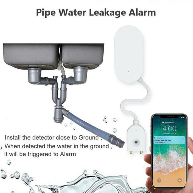 Zigbee Água Leak Alarm com Som e Sirene, Smart Leak Sensor, Detector de Segurança Overflow, Alerta de inundação, 85dB, Alexa, Google
