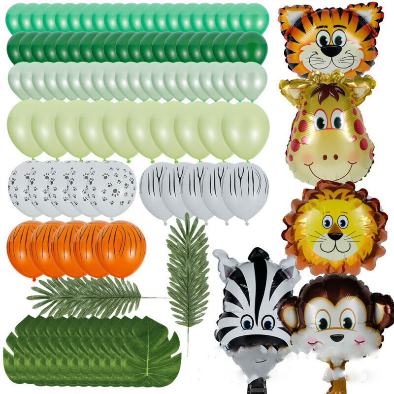 Kit de guirnalda de globos con temática de jungla y Safari para fiesta de cumpleaños, globos de animales, hojas de palma, decoración para Baby Shower, 109, piezas