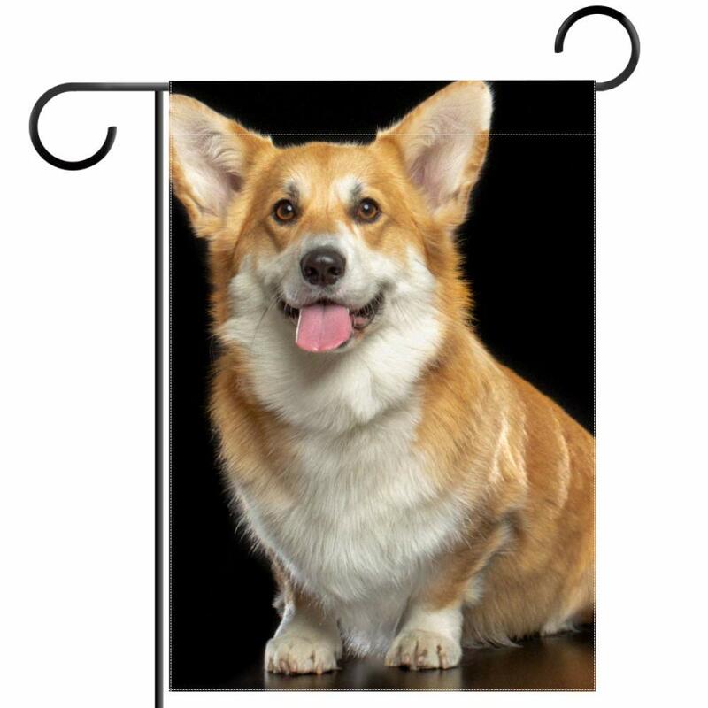 Bandera de jardín de perro Corgi, Bandera de patio de cachorro de sonrisa encantadora, Animal de mascota amarillo, doble cara, poliéster, césped al aire libre, decoración de granja