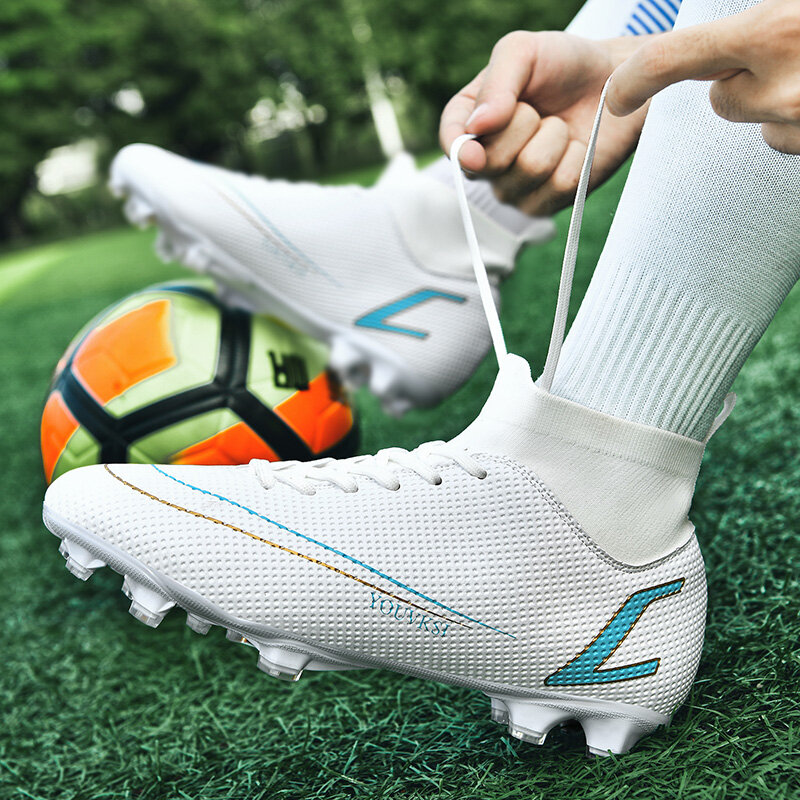 Soccer Shoes For Men FG/TF Quality Grass Training Cleats Football Boots Top Outdoor Sports Sneakers Women Non-Slip 33-46#