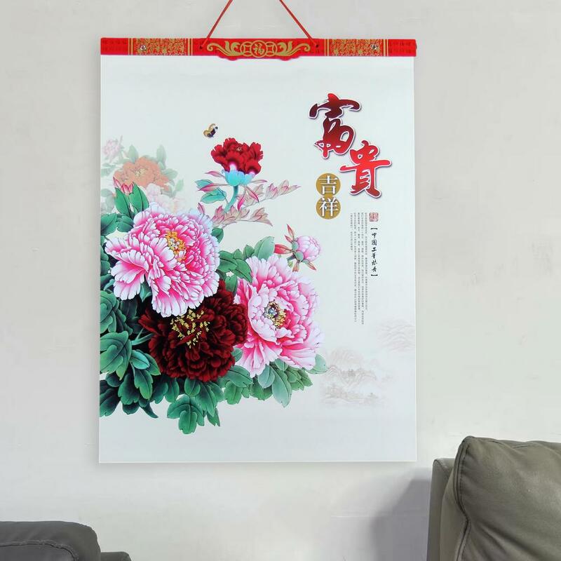 Room Wall Art 2024 Year of Dragon Wall Calendar Dual Month Display Blessing Letters Easy Hanging 4459 Size Monthly Gift Monthly