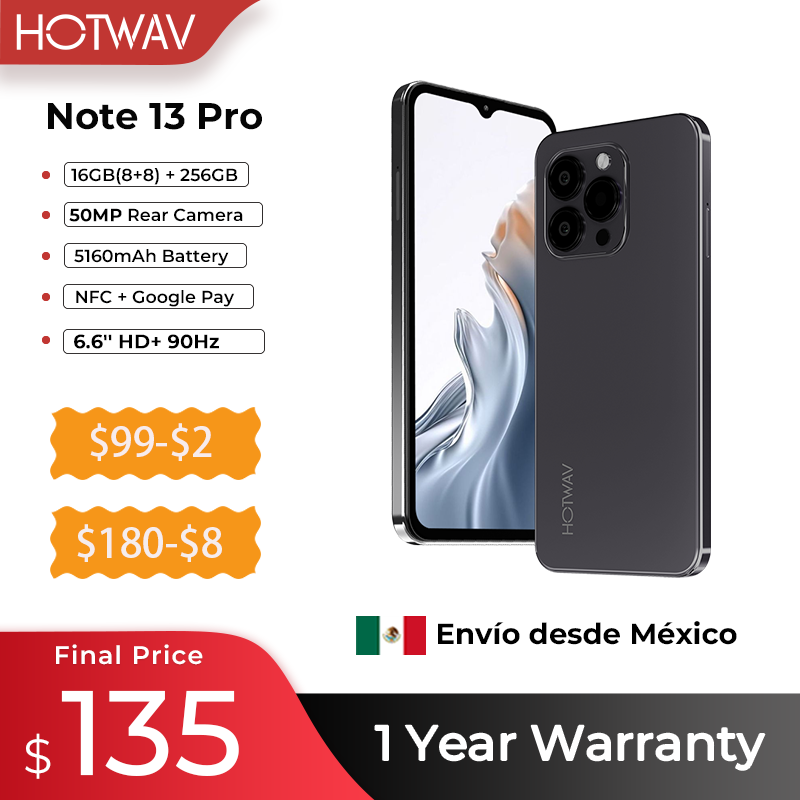 Hotwav-Note 13 Proスマートフォン,4g,6.6インチ,HD 90hz,50mpカメラ,5160mahバッテリー,16gb,8 8 256gb