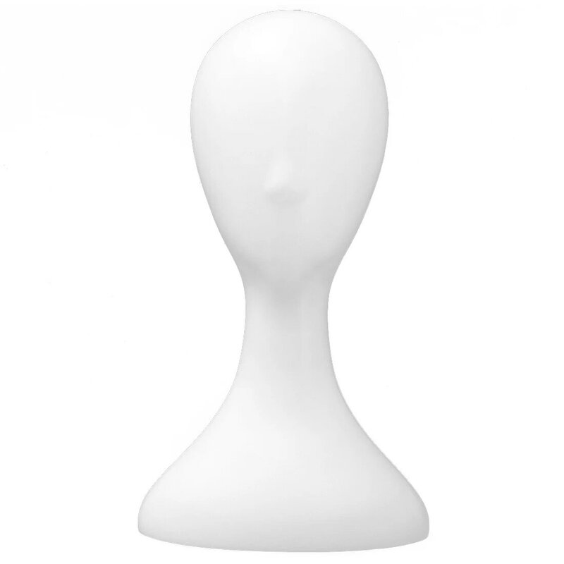 Cabeza de Peluca de plástico alto para mujer, cabeza de modelo femenino, blanco