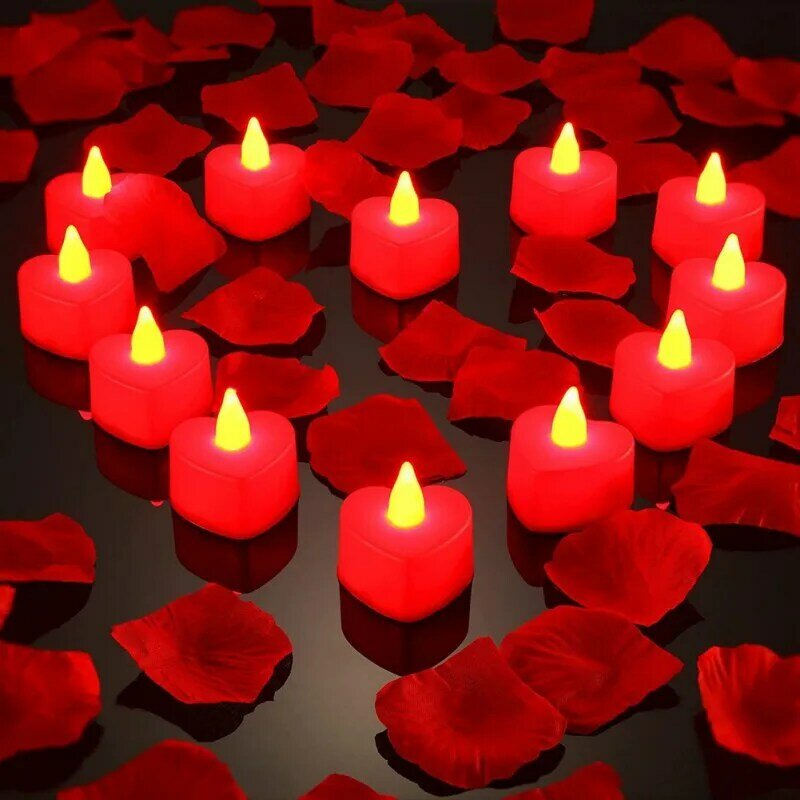 Velas LED románticas en forma de corazón para el Día de San Valentín. Vela electrónica para el Día de San Valentín.