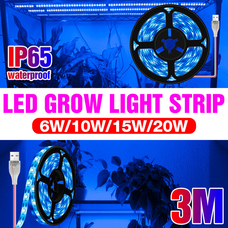 Luz LED de espectro completo para cultivo de plantas, luces flexibles USB para cultivo de semillas de flores en interiores, lámpara Phyto hidropónica