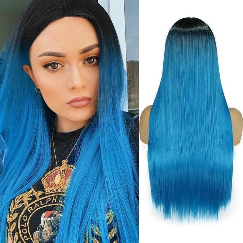 European And American Style Long Straight Hair Wig Quality  Fashion Medium Distribution Type Chemical Fiber Material Headwear
