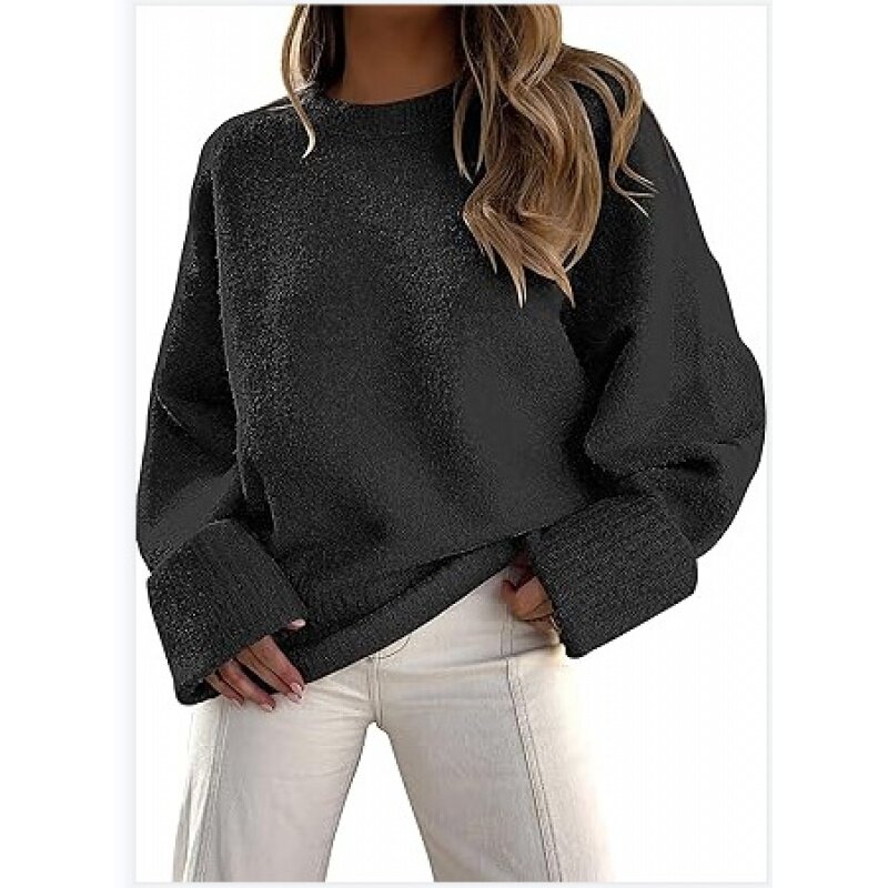 2023 여성 라운드넥 긴팔 플러시 스웨터, 두꺼운 따뜻한 스웨터, 다목적, 도매, 신상