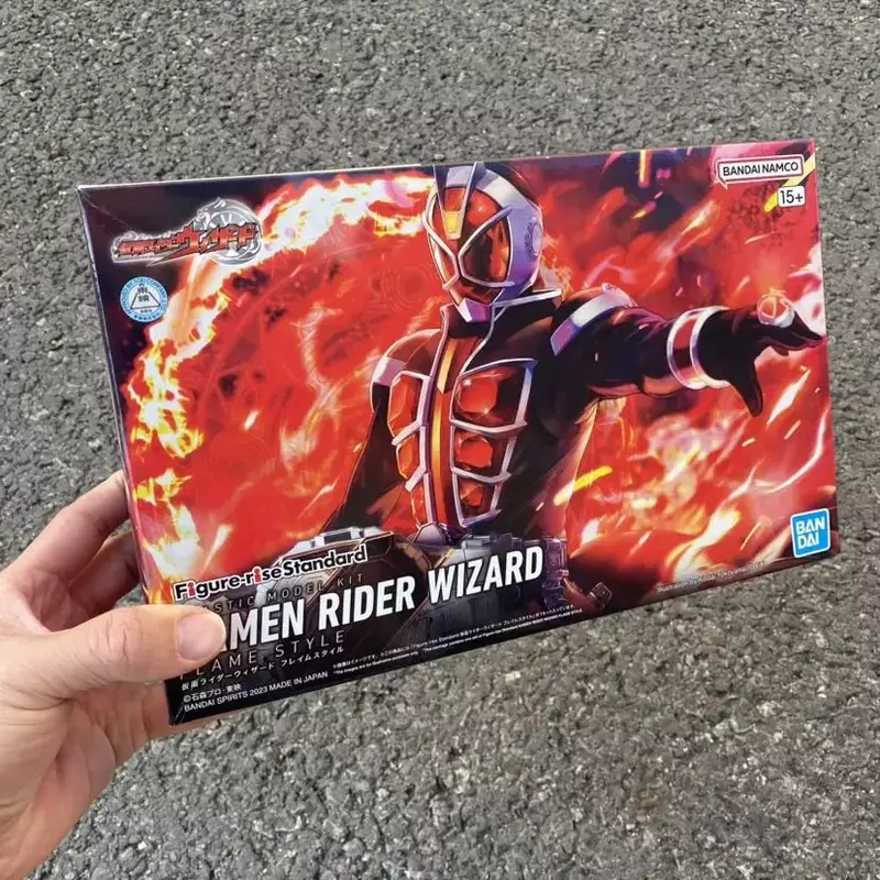 Bandai-Kit de modelo de figura de acción de Pvc, set de colección de Anime de 150mm, modelo de Wizard Flame, estándar Kamen Rider