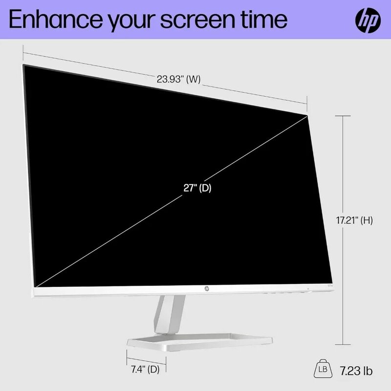 Monitor FHD Seri 5 27 inci, layar Full HD (1920x1080), Panel IPS, 99% sRGB, 1500:1 rasio kontras, 300 Nit, mudah mata