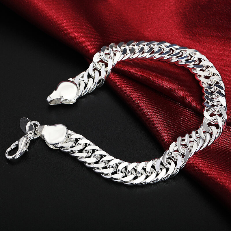 925 Sterling Silver Exquisite Solid Chain Bracelet Fashion Charm Women Men Solid Wedding Cute Simple Models Jewelry