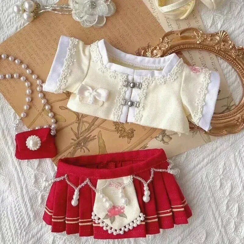 Roupas de algodão estilo chinês para boneca, bordados para menina, brinquedos DIY, acessórios de vestuário, 20cm, moda