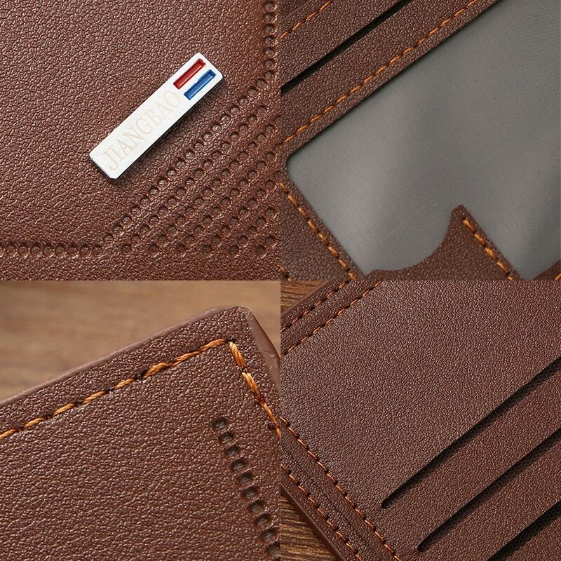 男性用マルチポジションPUレザーショートウォレット,薄いコインポケット,韓国スタイル,多機能,財布,ショッピング