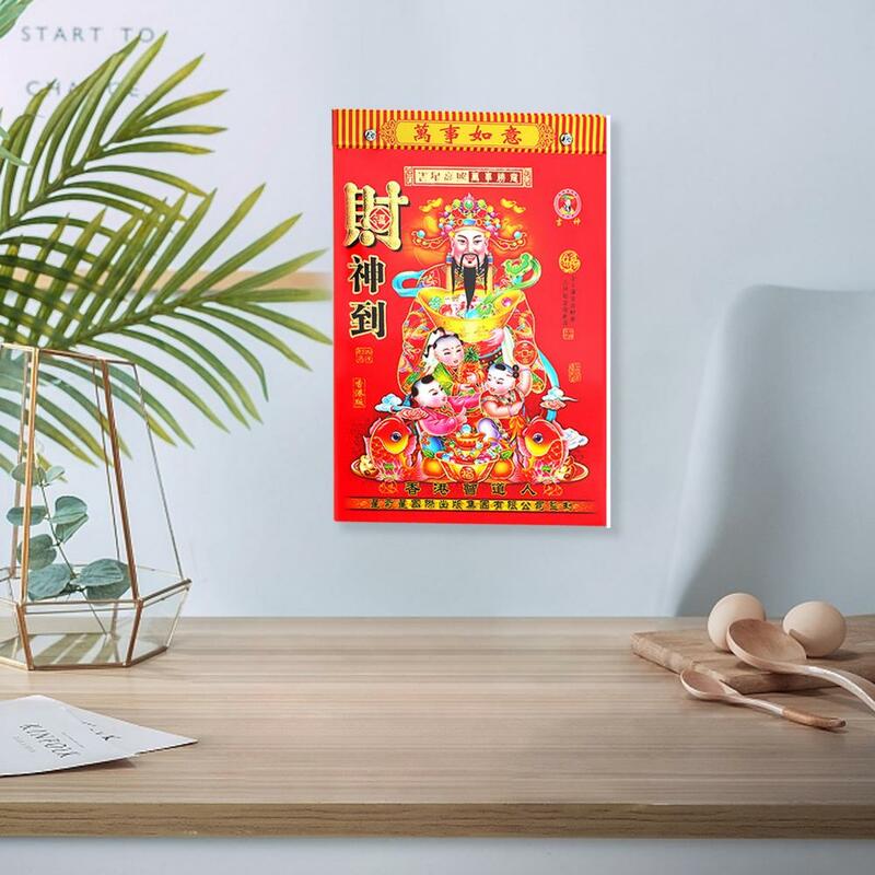 Calendários chineses tradicionais com furo suspenso, calendário da parede do zodíaco, ano novo, ano lunar, diário, dragão, 2024