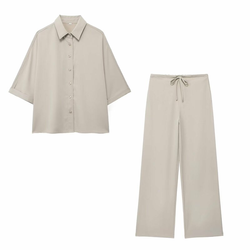 Camisa informal holgada de manga larga para mujer, traje Retro con solapa de un solo pecho, Top elegante y pantalones, nueva moda