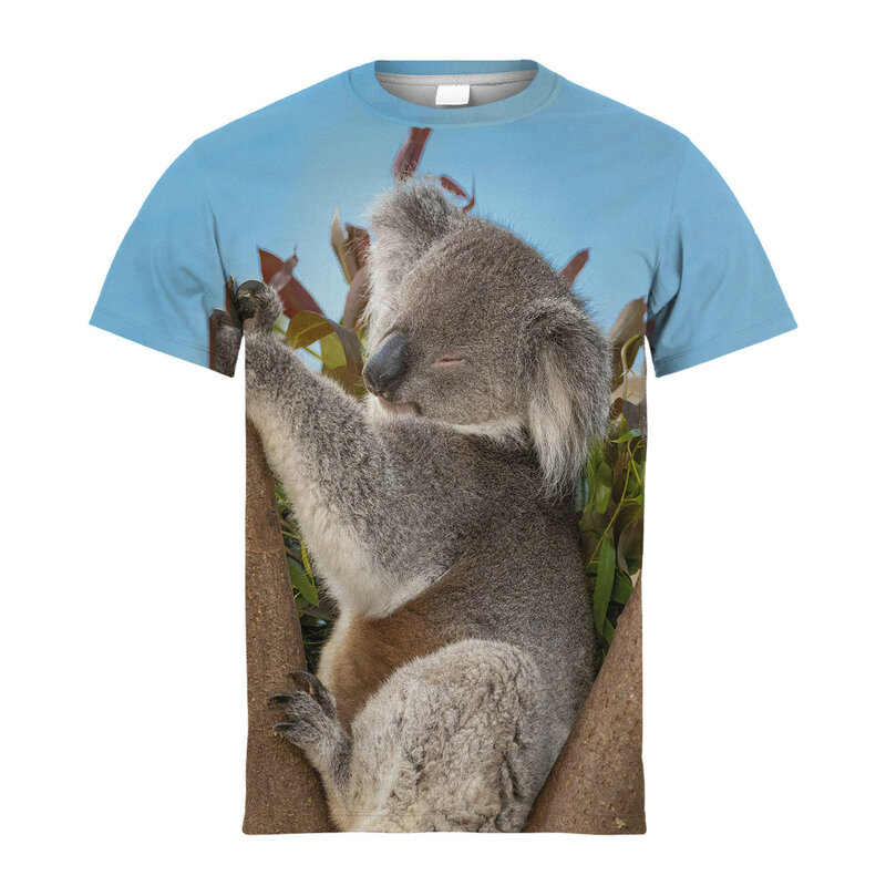Nowe letnie koszulki z nadrukiem 3d Koala dla dzieci Śliczne niegrzeczne zwierzęce koszulki z grafiką dla dzieci z krótkim rękawem Odzież dziecięca Topy
