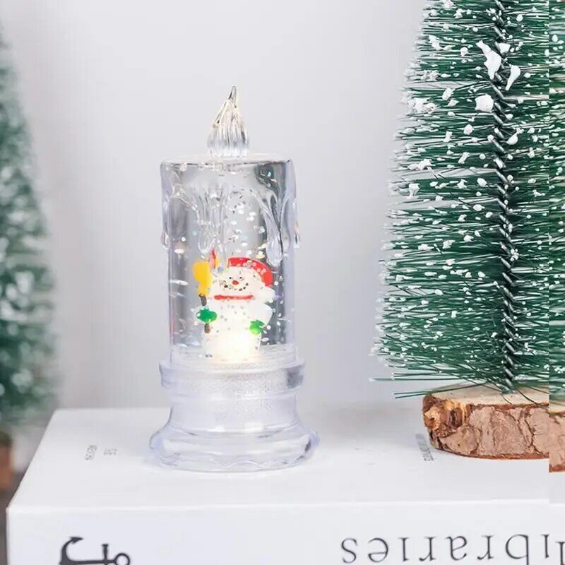 Lámpara de vela eléctrica de flujo de agua nocturno, linterna giratoria de agua de Navidad, decoración navideña colgante festiva