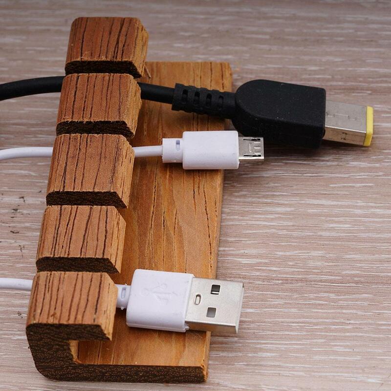 Penata Kabel Kayu Penggulung Kabel USB Penyangga Kabel Klip Manajemen Rapi Desktop untuk Pengatur Kabel Headphone Mouse Y0S8