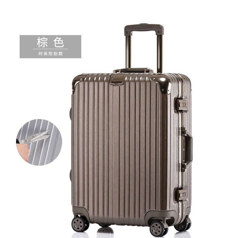 PLUENLI-marco de aluminio resistente a los arañazos, maleta con ruedas, equipaje