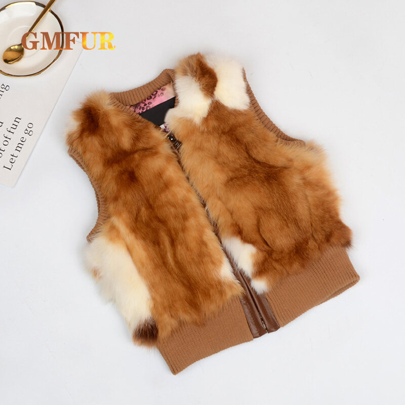 Kids Thick Warm Real Rex Rabbit Fur Vest Autumn Winter New Sleeveless Fashion Coat Clothes Children Outerwear