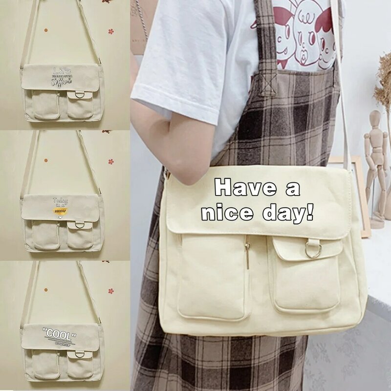 Женские Простые сумки через плечо, кошелек, повседневная женская холщовая диагональная школьная сумка через плечо, сумка из серии еды