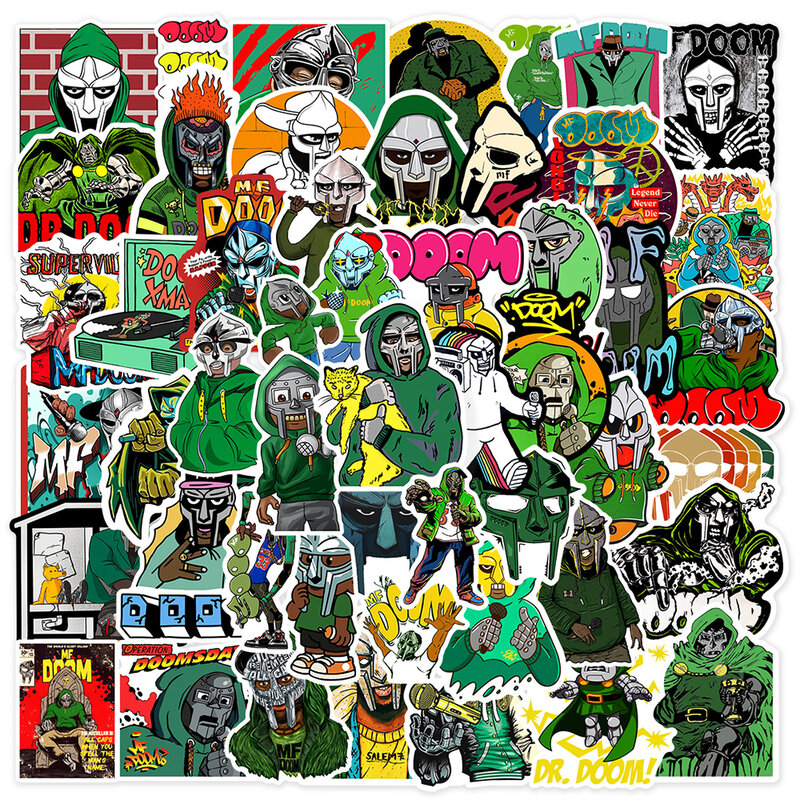 Стикеры Mf Doom в стиле хип-хоп для певицы, граффити, для скейтборда, телефона, багажа, ноутбука, гитары, 10/30/50 шт.