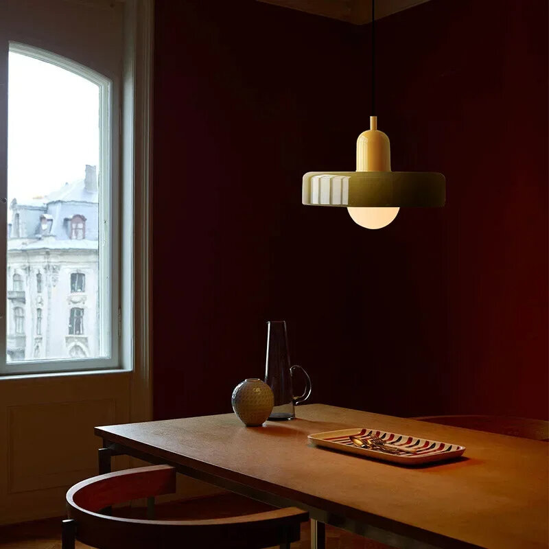 Nordic Led Glass Pendant Sugar Coloured Single Head Light Suitable for Living Room Bedroom Study Dining Room Bar Indoor Decorati