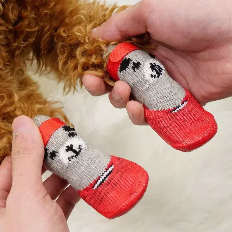 Dog Socks Warm Knit Socks for Cats and Dogs Waterproof Cat Shoes Scratch-proof Foot Covers Anti Scald Feet Pet Socks Teddy