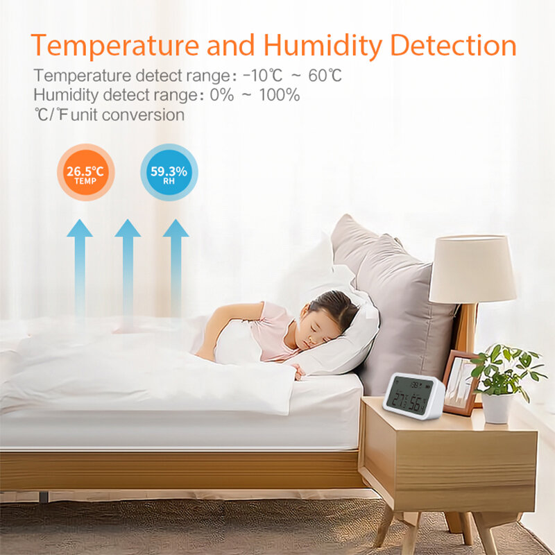 Zigbee Temperatuur Vochtigheid Sensor Lichtgevende Intensiteit Digitale Thermometer Meter Draadloze Weerstation Thuis Tuya Smart Leven