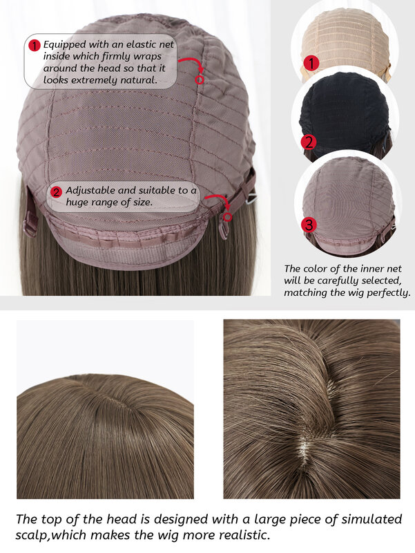 12 Zoll kühle braune synthetische Perücken mit Knall kurze natürliche glatte Haar Perücke für Frauen täglichen Gebrauch Cosplay hitze beständige Lolita