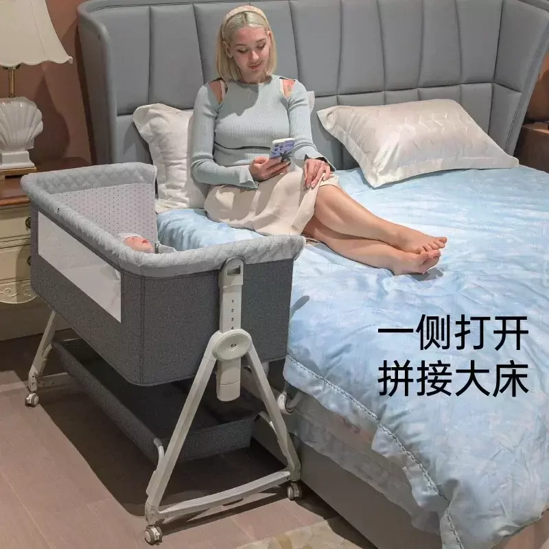 Baby Crib Multifunctional Newborn Bed Baby Cradle Splicing Big Bed Baby Rocking Bed Bb Children's Crib Foldable