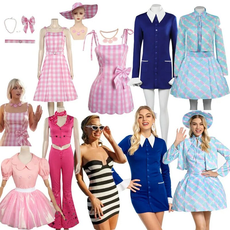 Margot Cosplay Costume para meninas, Pink Fantasy Dress, Halloween Disfarce Suit, vestido de princesa barbeiro, roupa para mulheres