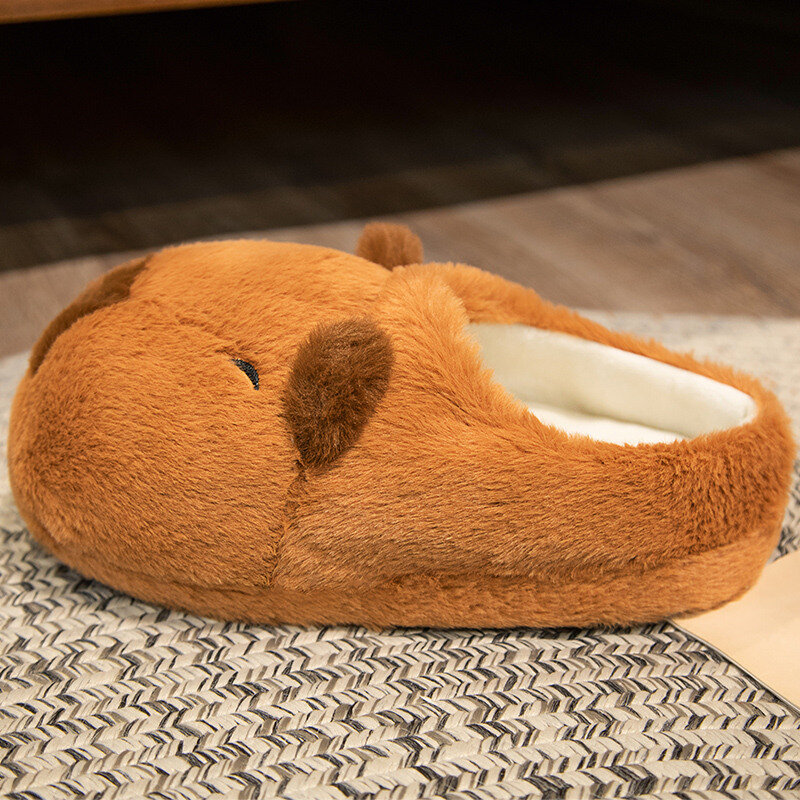 Pantoufles de dessin animé en peluche Capybara unisexe, pantoufles chaudes épaisses mignonnes, pantoufles de maison Kawaii Nonald, hiver