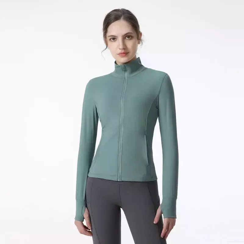 Autumn and winter sports coat women's quick-drying yoga clothes top running fitness clothes tight jacket