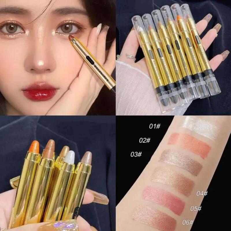 6colors Pearlescent Lying Silkworm Pen Lasting Shiny Cosmetics Diamond Highlighter Beauty Women Brighten Waterproof Makeup C0K8